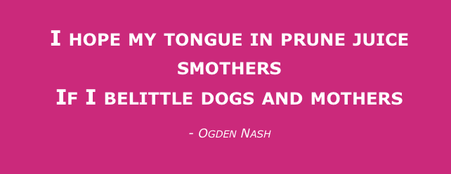 Banner with Ogden Nash quote: 