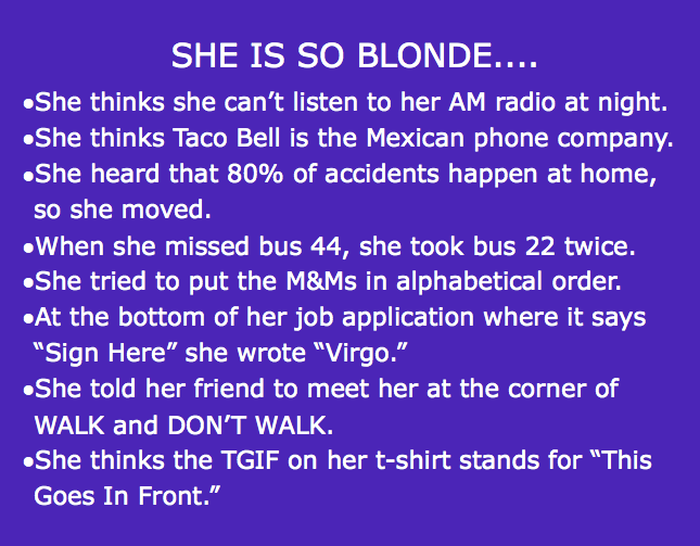 Clean Blonde Jokes For Blonde Lovers